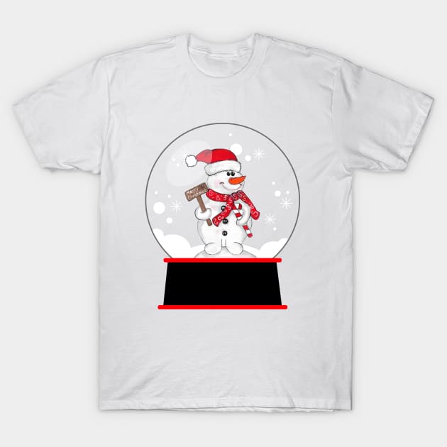 CHRISTMAS Snowman Snowglobe T-Shirt by SartorisArt1